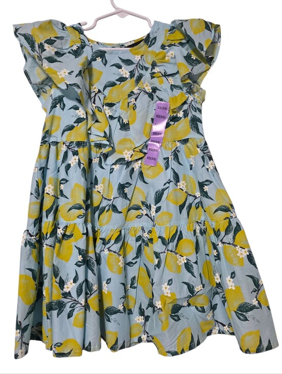 French Connection Other - 5/6 French Connection Girls Lemon Print Flutter Dress NWT - Yellow & Light Blue